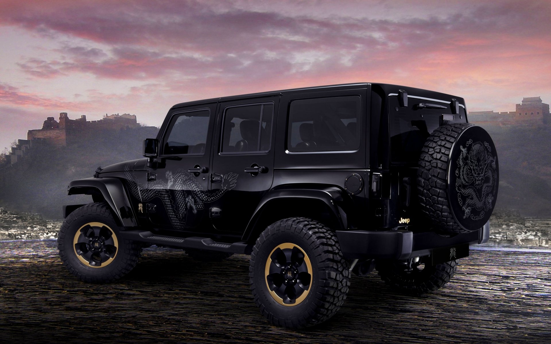 jeep wrangler dragon concept car black suv