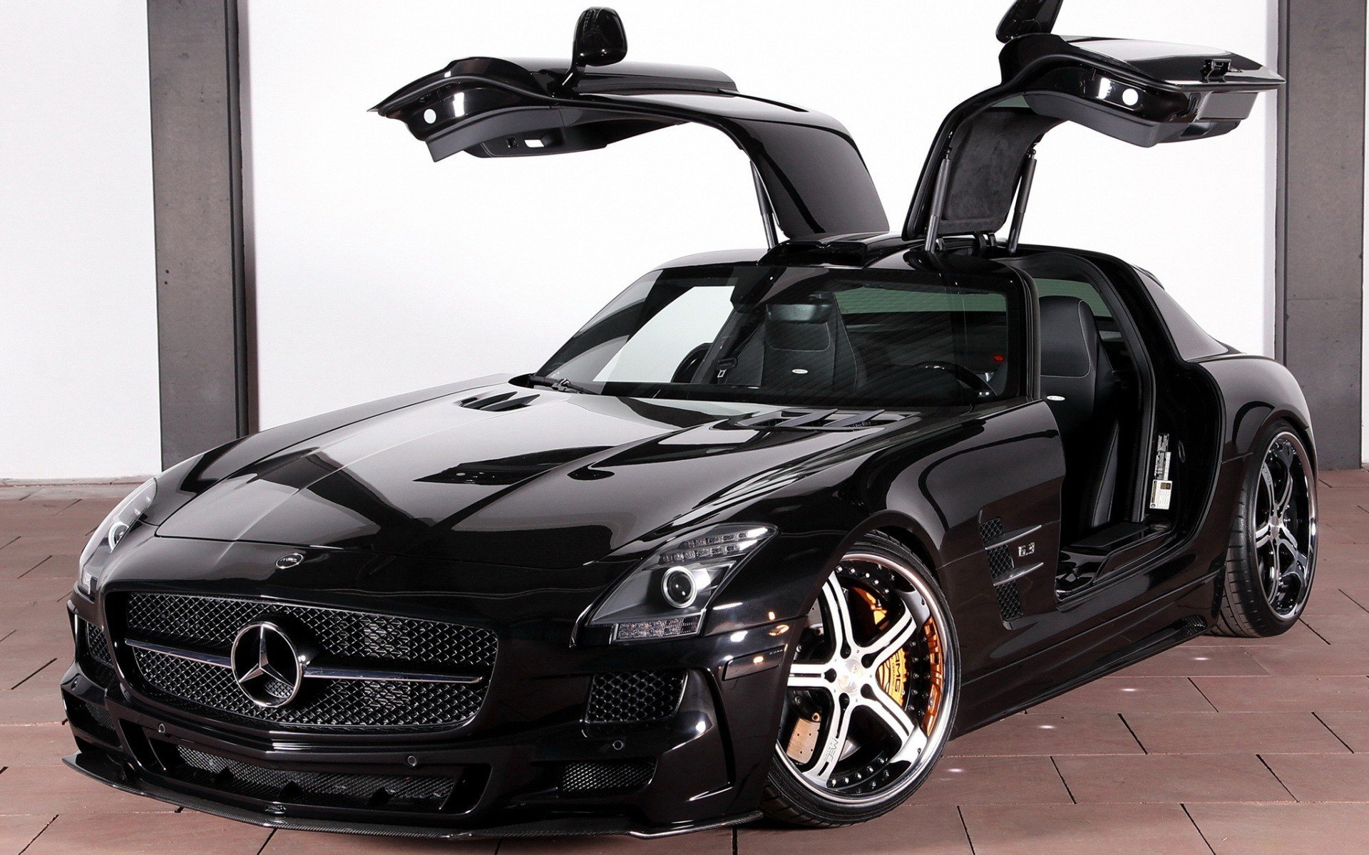 maschinen autos mercedes autos mercedes benz sls amg ecll schwarz felgen klappbar türen