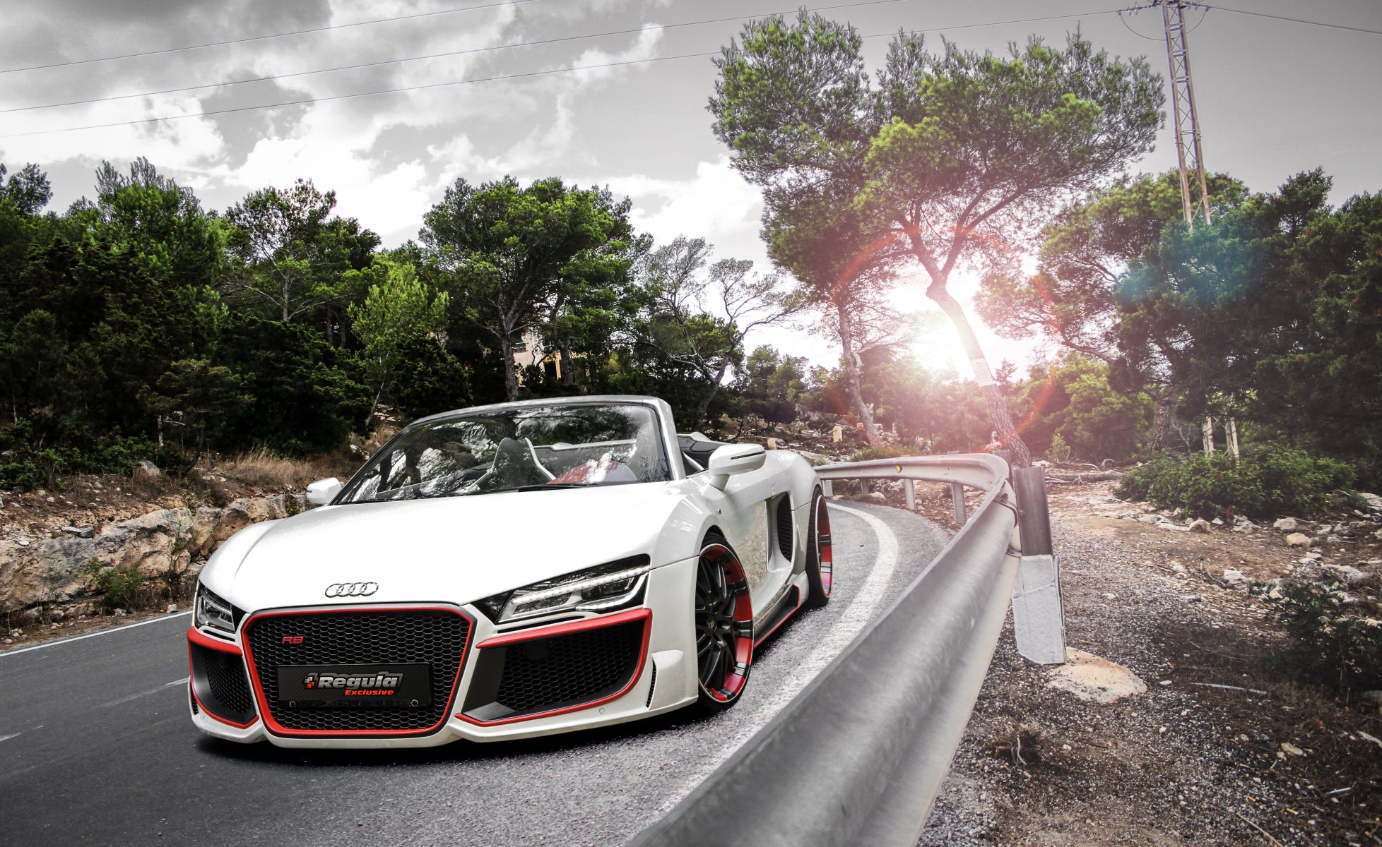 audi r8 regula tuning grandiose white front body kit wheels oxigin oxrock r20 turn glare