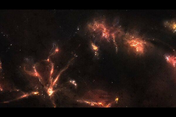 Spazio interstellare. Ammasso stellare. Nebulose e bagliore delle Stelle nello spazio profondo