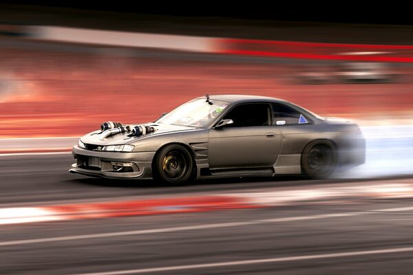 Nissan Sylvia s14 sur la route. Course