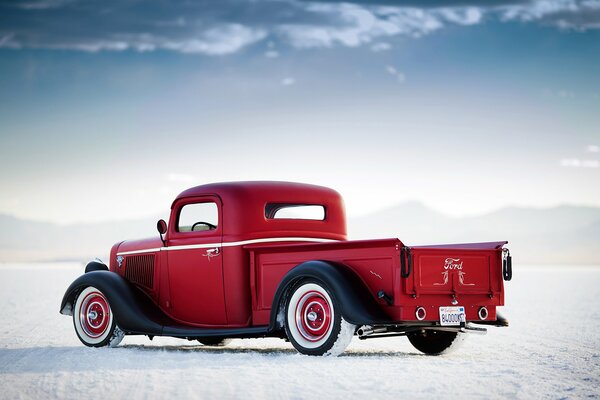 Antique red Ford Bonneville