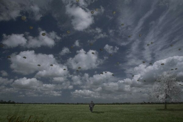 Steppe with a lonely man