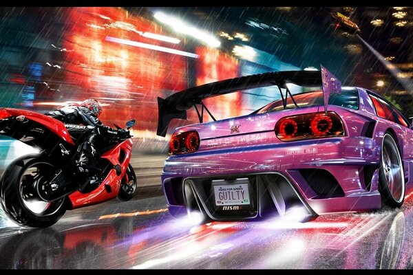 Juegos need for speed luces de carreras nocturnas Nissan