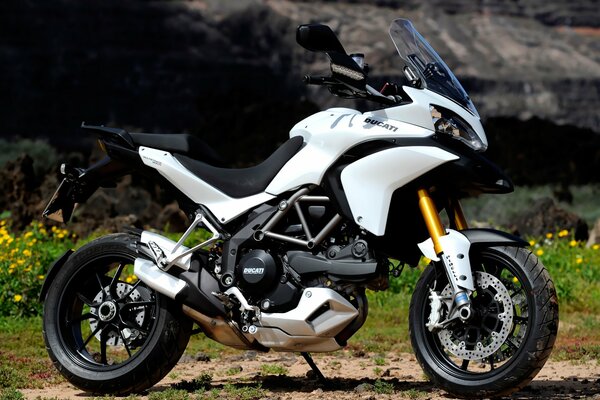 White ducati sports motorcycle after purchase