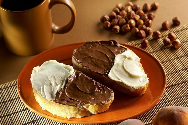 Sandwiches with cream and chocolate