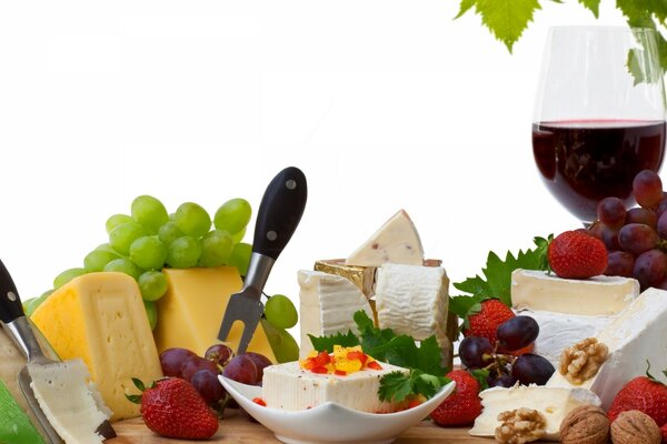 Belle table de vin et de fruits