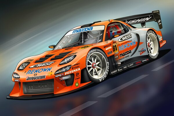 Mazda sportcar. Art image