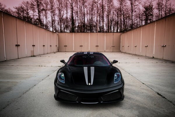 Front view of a black Ferrari