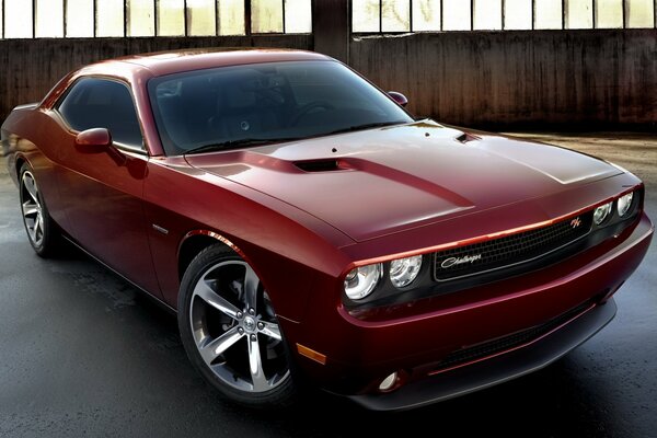 Red challenger on the concrete wall slope