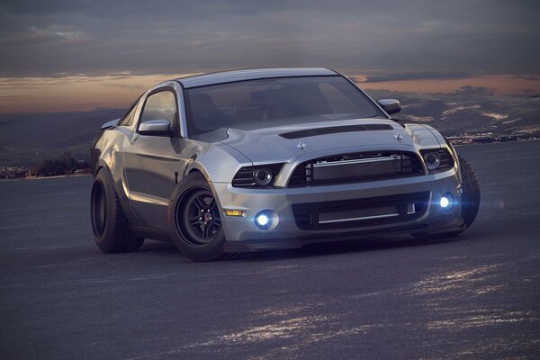 Powerful sports car Ford Mustang GT 500, photo for a glossy magazine