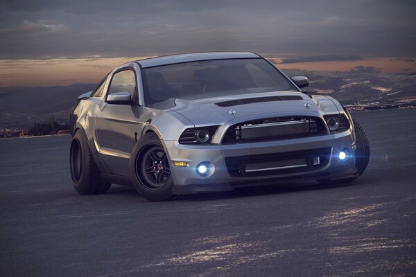 Puissante voiture de sport Ford Mustang GT 500, photo pour un magazine sur papier glacé