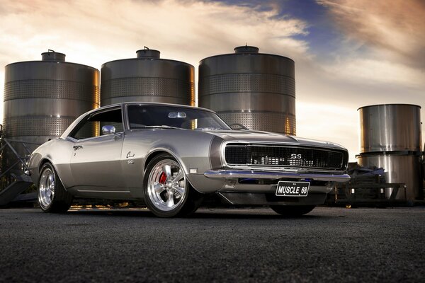 Photo in the industrial style of the chevrolet camaro ss car