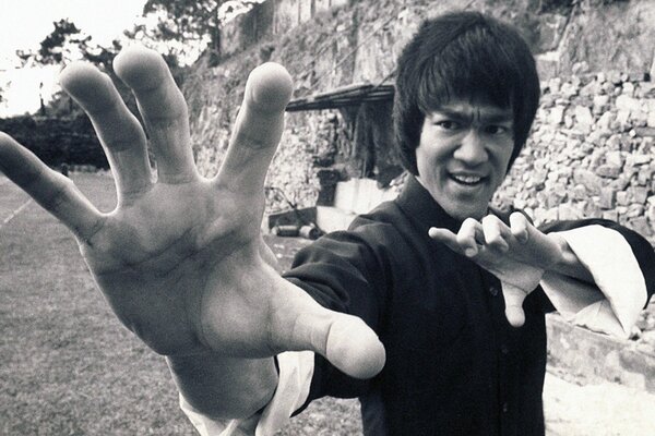 Bruce Lee black and white photo jeet kune-do