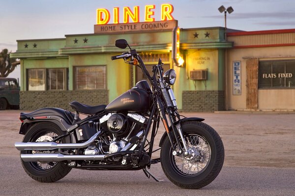 Parked Harley-Davidson motorcycle on the road