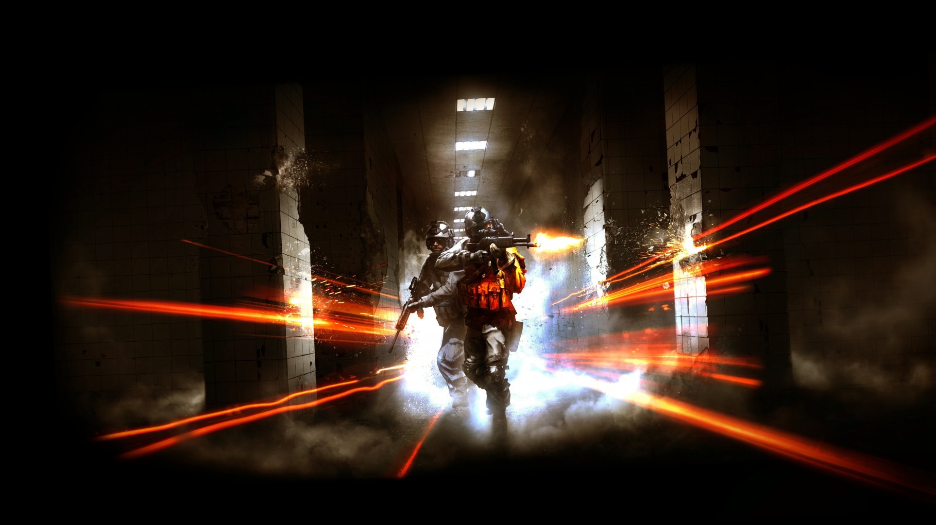 fuego armas luz battlefield 3 humo columnas azulejo