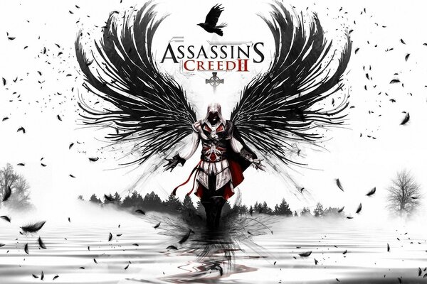 Assassin on a white background with wings