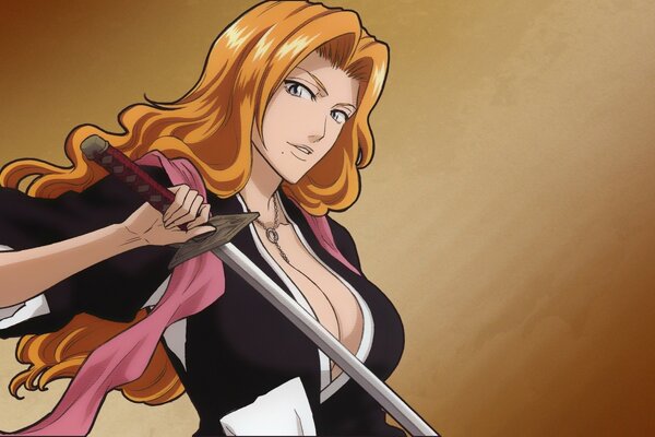 Ruda dziewczyna anime z mieczem, Rangiku Matsumoto z Anime Bleach