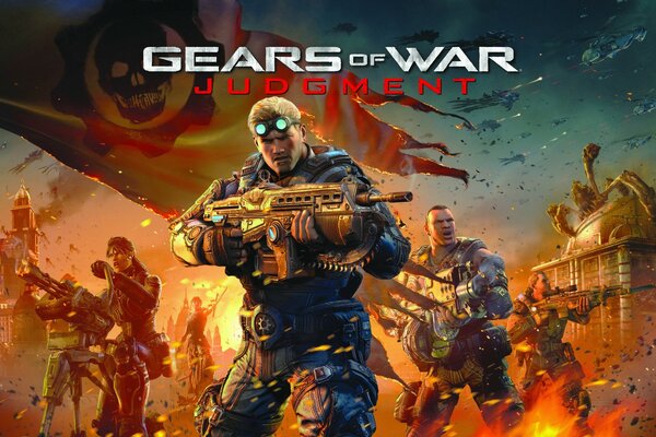 Gears of war Judgment postacie stoją z armatami