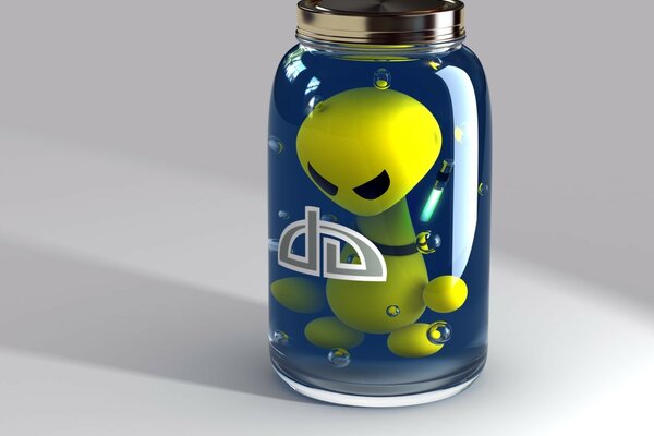 A souvenir jar with an image of an alien