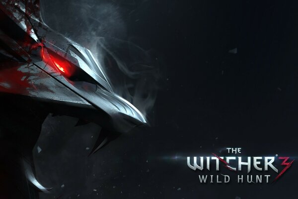 Wallpaper für das Spiel The Witcher 3: Wilde Jagd, in der Nähe ist ein Medaillon der Wolfshexerschule abgebildet