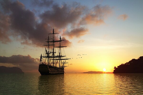 Barco en Dalí al atardecer