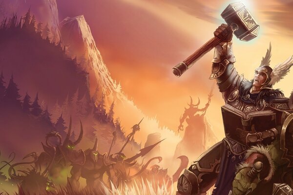 Lucha de elfos con orcos de Warcraft