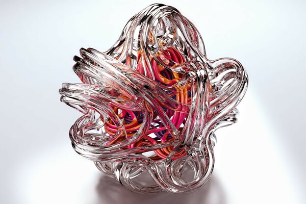 A tangle of wires in a glass figure