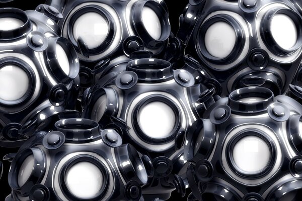 Elements with balls in the form of gas masks