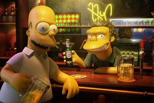 I simson bevono birra al bar