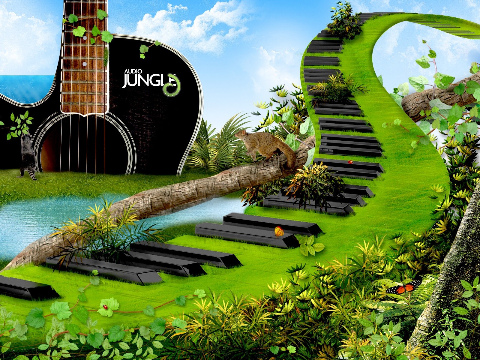 guitars key clouds animals gra