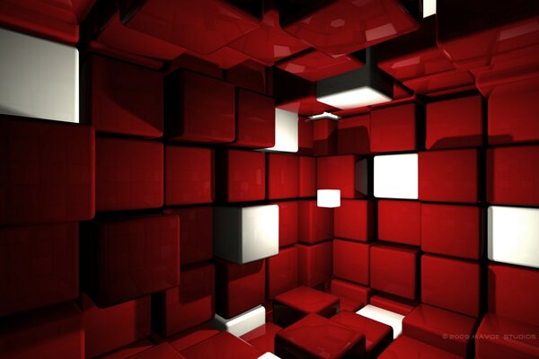 Suprematic red cube room