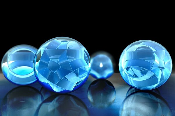 Boules 3D bleues volumétriques