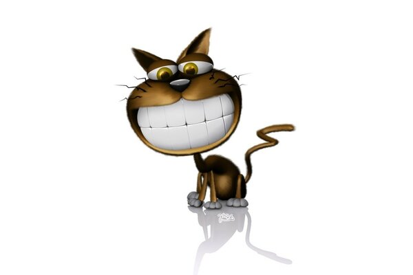 Uśmiechnięty kreskówkowy brązowy kot