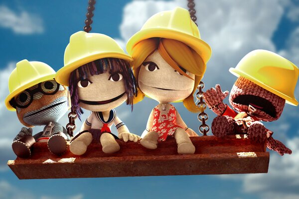 Toy men on a big swing