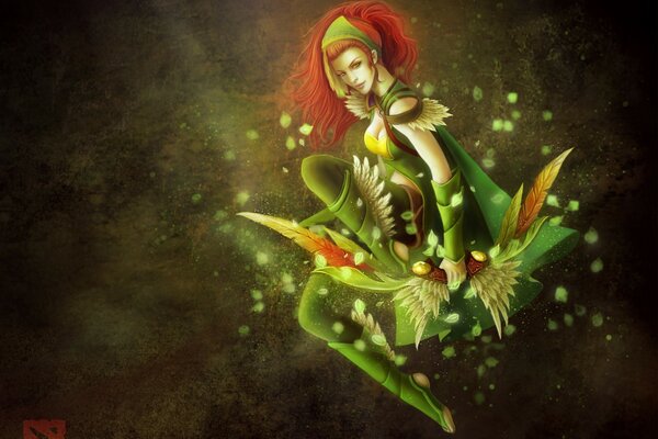 Rousse fille de Dota vole dans les airs