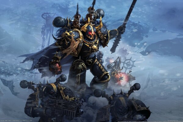 A leader equipped with skulls and weapons in the warhammer game