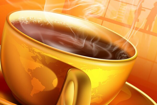Taza de café caliente de la mañana