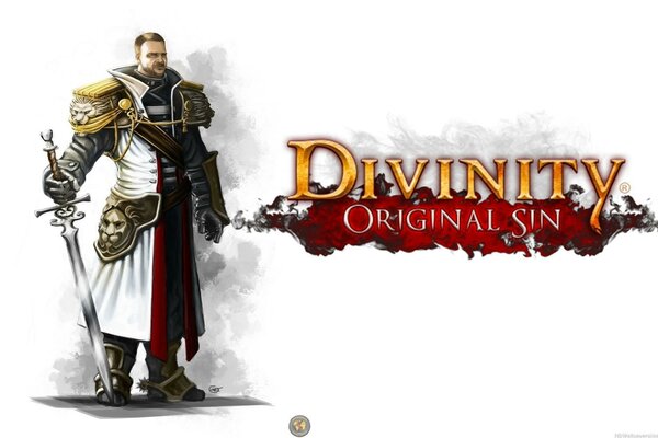 Guerriero con la spada logo divinity gioco