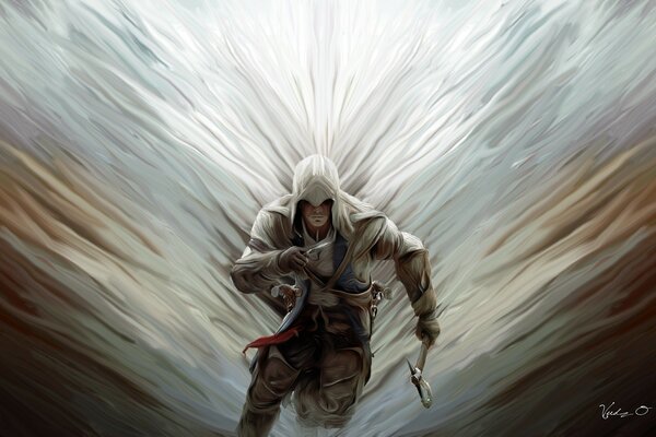 Assassins creed 3 guerriero tamahawk ascia corre