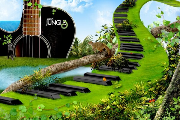 Zielona ścieżka w postaci klawiszy instrumentu muzycznego