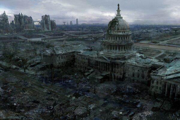 La ciudad abandonada del Capitolio del estado de Washington de fallout 3