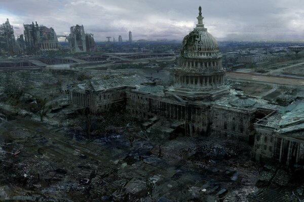 Opuszczone miasto Capitol State of Washington z gry fallout 3