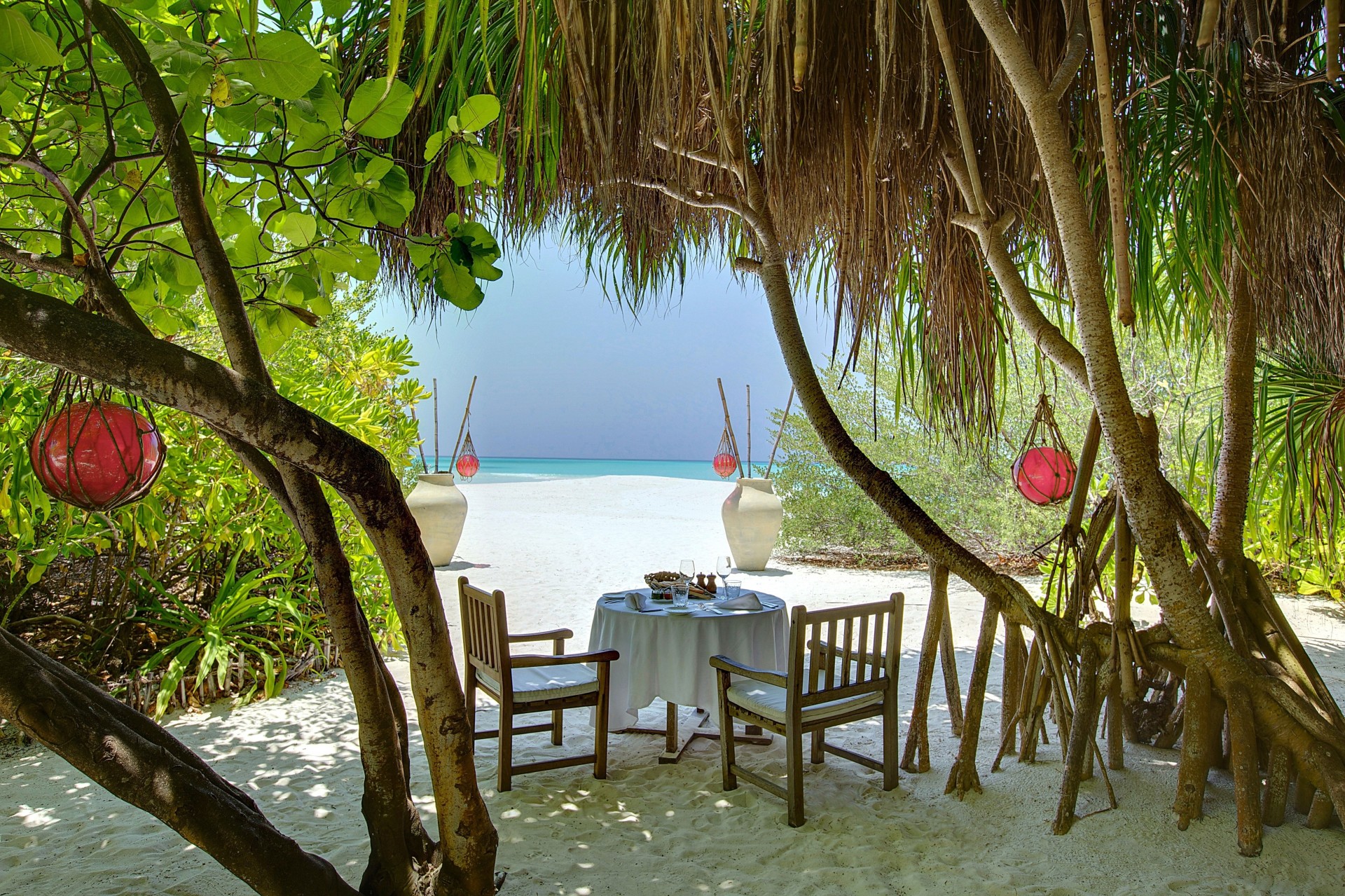 tree chairs maldives sea table salon