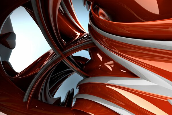 Abstract orange and white spirals