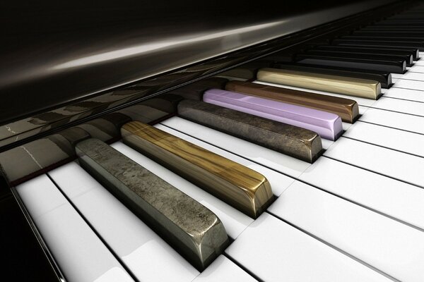 Тёмные клавиши пионино и только одна цветная