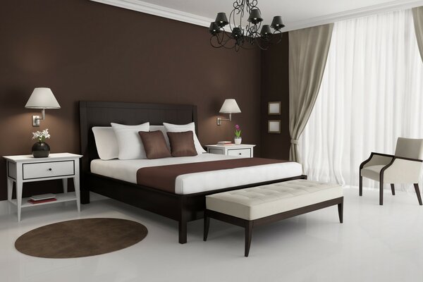 Design della camera da letto in colori rilassanti