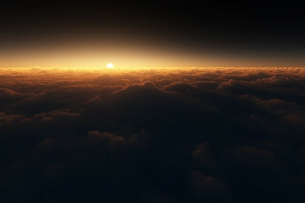 Sonnenaufgang über dunklen Wolken