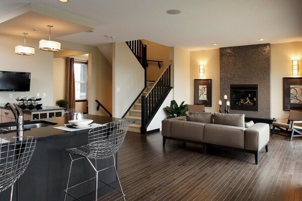 Дизайн комнаты со стильной мебелью