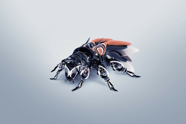 3d beetle with antennae and wings